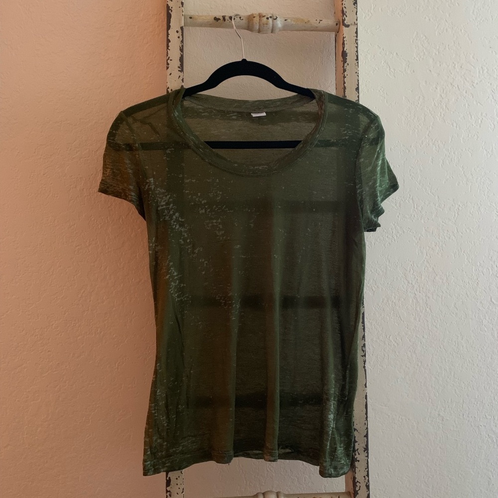 Kirra see-thru top in green.